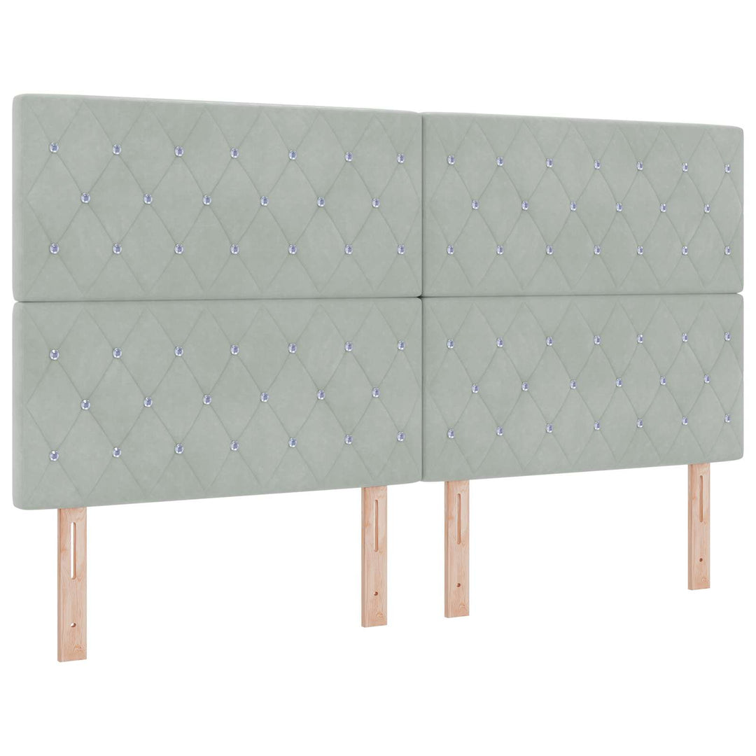 Boxmadras med topmadras Lysegrå 180 x 200 cm Fløjl