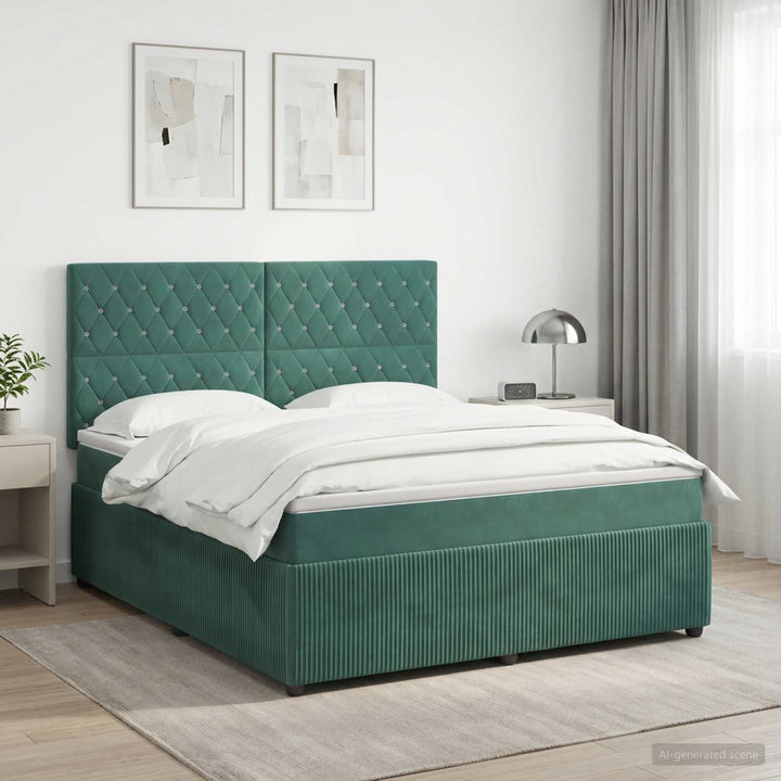 Boxmadras med topmadras Mørkegrøn 140 x 190 cm Fløjl