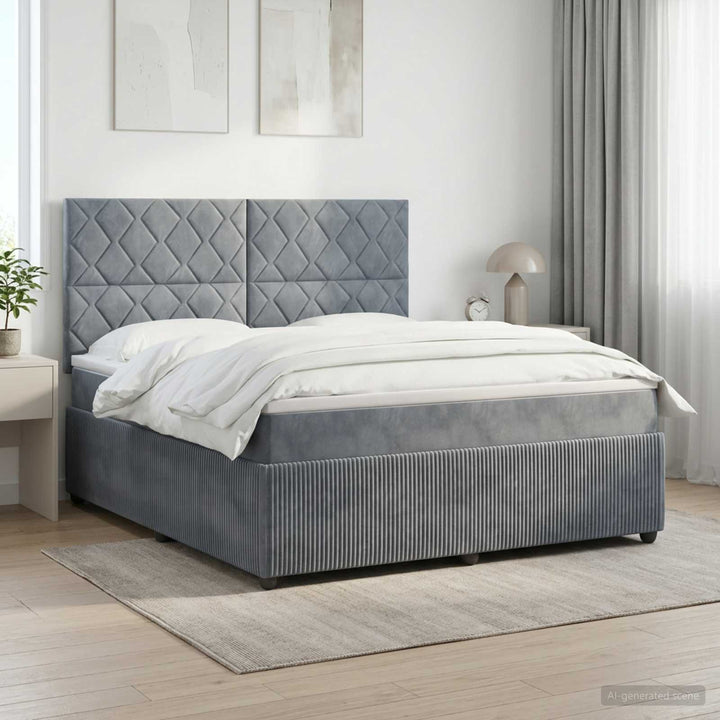 Boxmadras med topmadras Mørkegrå 140 x 200 cm Fløjl