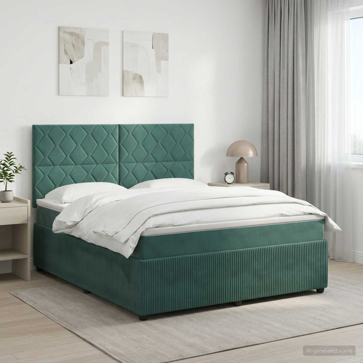 Boxmadras med topmadras Mørkegrøn 140 x 190 cm Fløjl