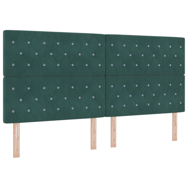 Boxmadras med topmadras Mørkegrøn 200 x 200 cm Fløjl