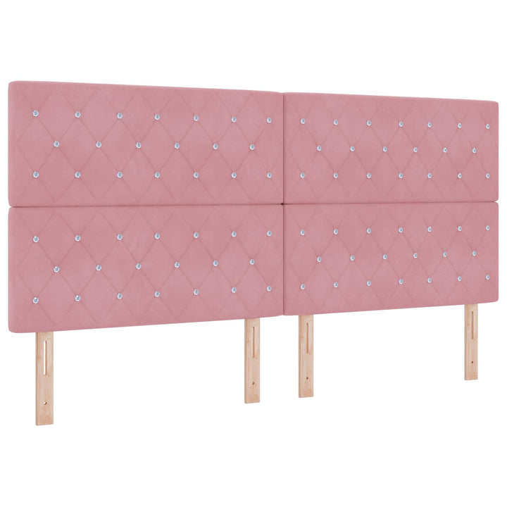 Boxmadras med topmadras Lyserød 200 x 200 cm Fløjl