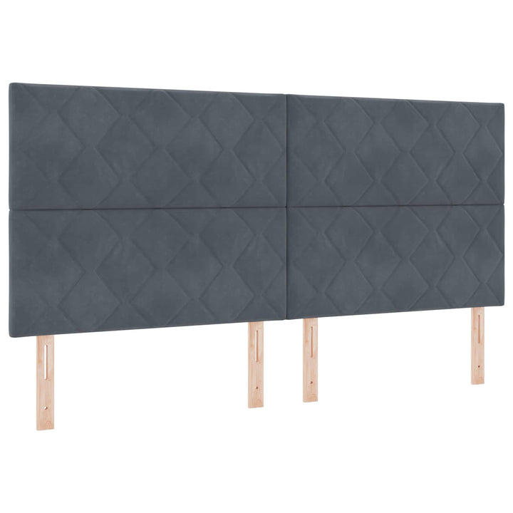 Boxmadras med topmadras Mørkegrå 200 x 200 cm Fløjl