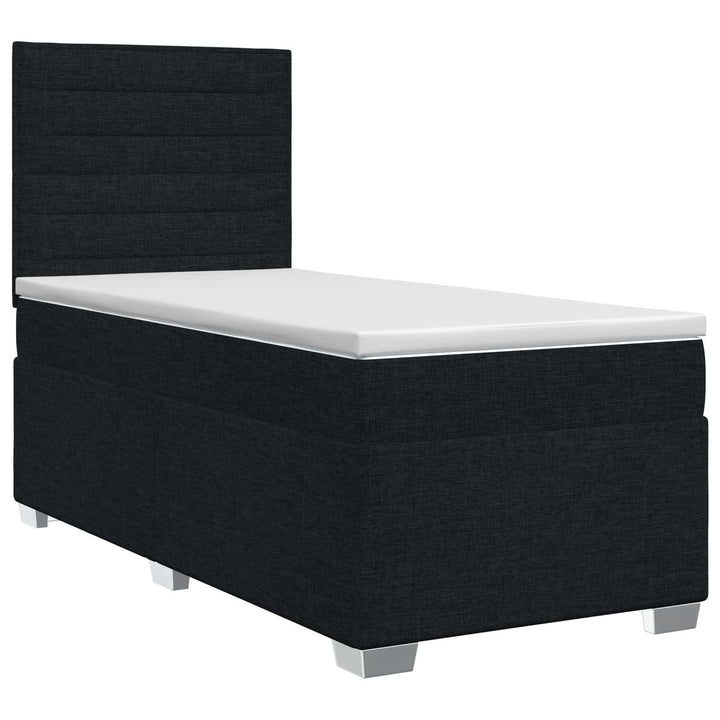Boxmadras med topmadras med hovedgærde Sort 80 x 200 cm Stof