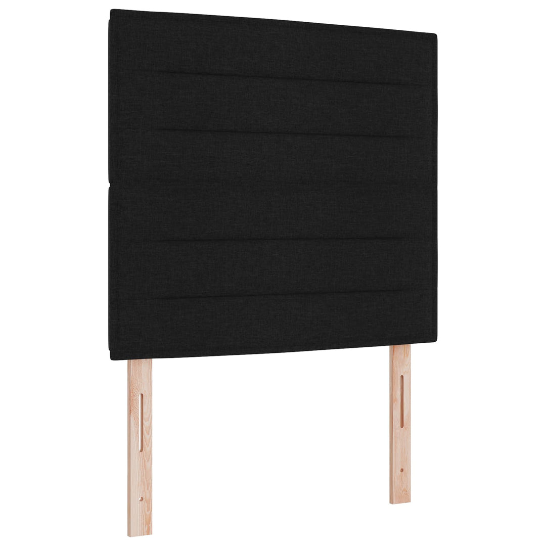 Boxmadras med topmadras med hovedgærde Sort 80 x 200 cm Stof
