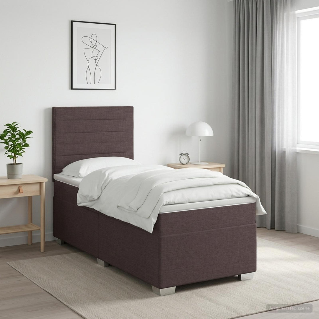 Boxmadras med topmadras Mørk Brun 90 x 200 cm Stof