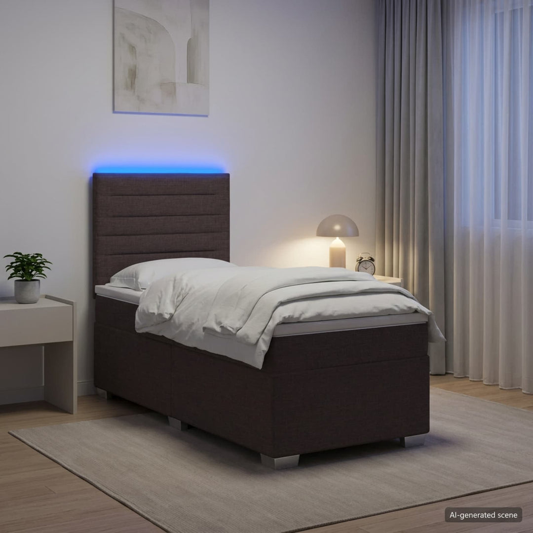 Boxmadras med topmadras Mørk Brun 90 x 190 cm Stof