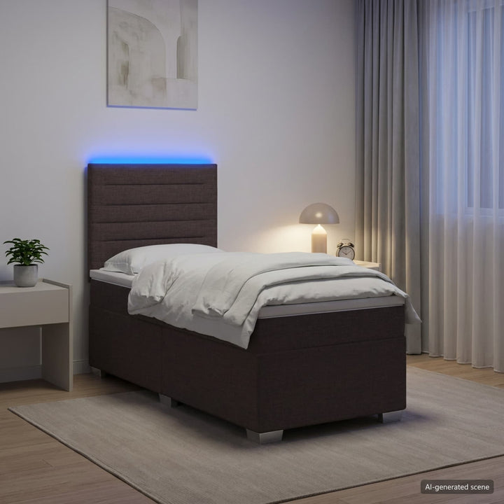 Boxmadras med topmadras Mørk Brun 90 x 190 cm Stof