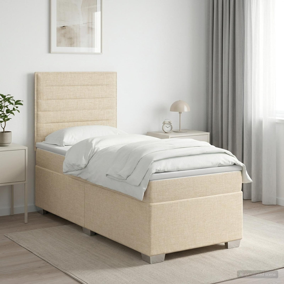 Boxmadras med topmadras Cremefarvet 90 x 190 cm Stof