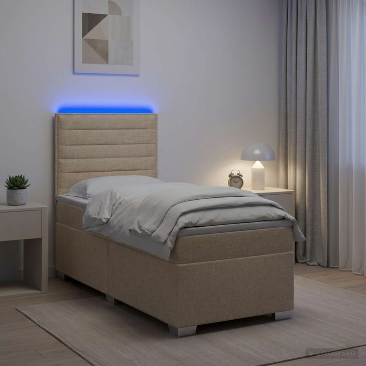 Boxmadras med topmadras Cremefarvet 100 x 200 cm Stof