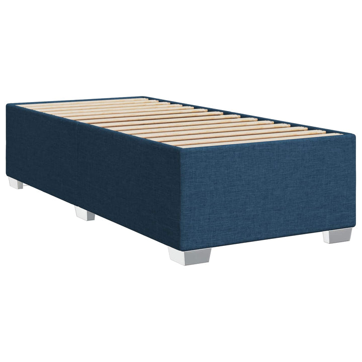 Boxmadras med topmadras med hovedgærde Blå 80 x 200 cm Stof