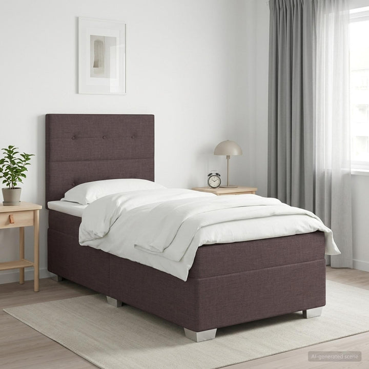 Boxmadras med topmadras Mørk Brun 100 x 200 cm Stof
