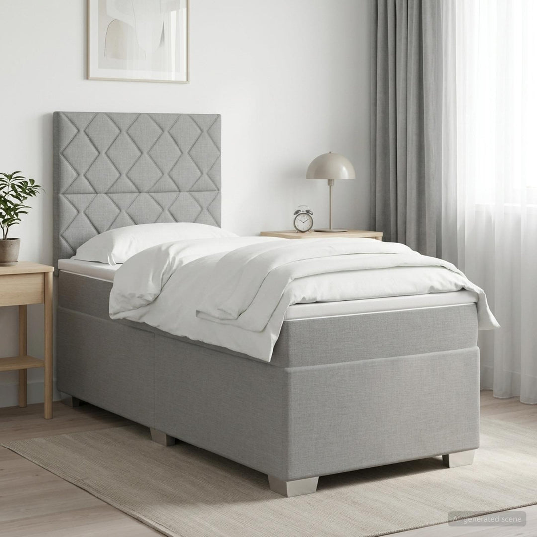 Boxmadras med topmadras Lysegrå 100 x 200 cm Stof