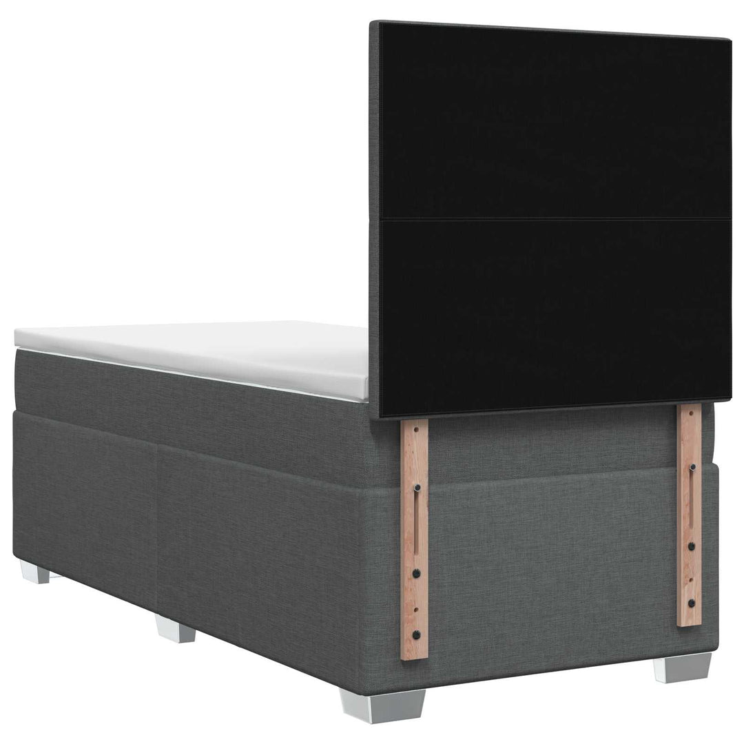 Boxmadras med topmadras Mørkegrå 80 x 200 cm Stof