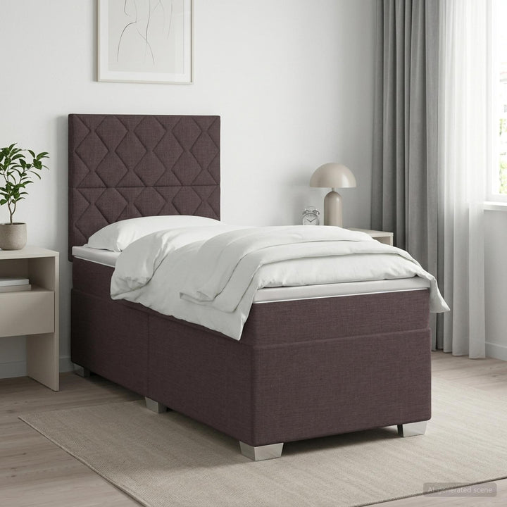 Boxmadras med topmadras Mørk Brun 100 x 200 cm Stof