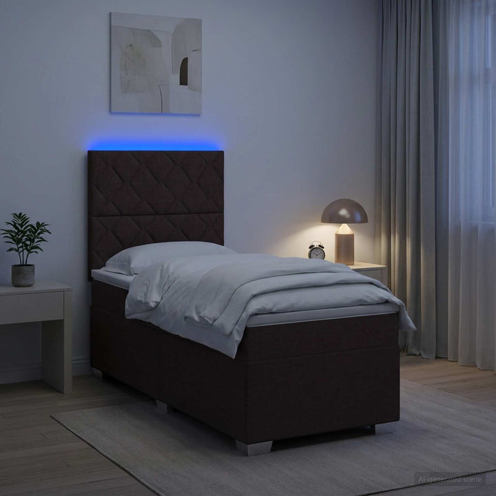 Boxmadras med topmadras Mørk Brun 100 x 200 cm Stof