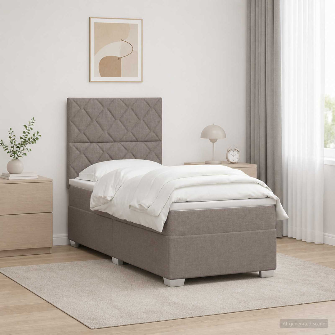 Boxmadras med topmadras Gråbrun 100 x 200 cm Stof