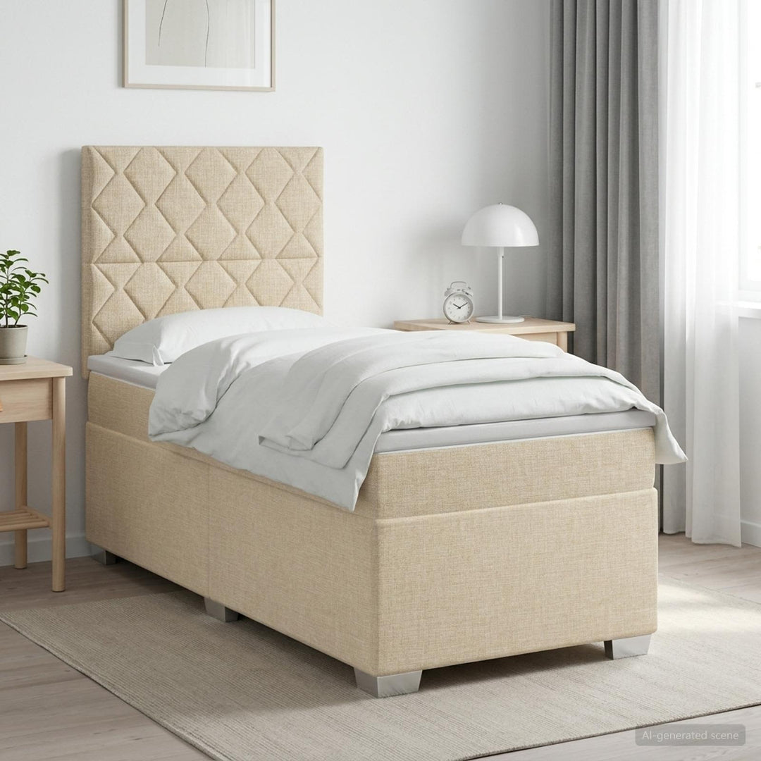 Boxmadras med topmadras Cremefarvet 100 x 200 cm Stof