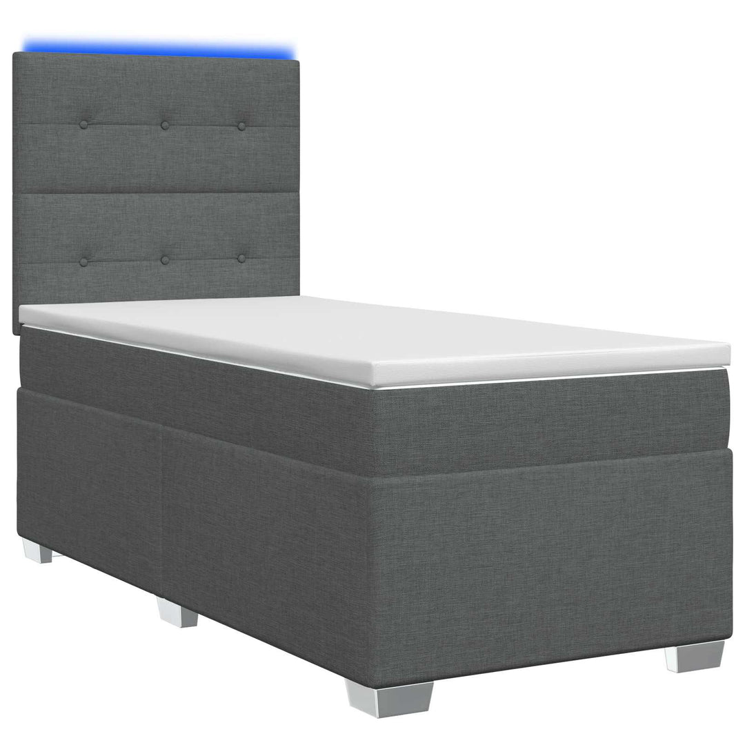 Boxmadras med topmadras Mørkegrå 90 x 190 cm Stof