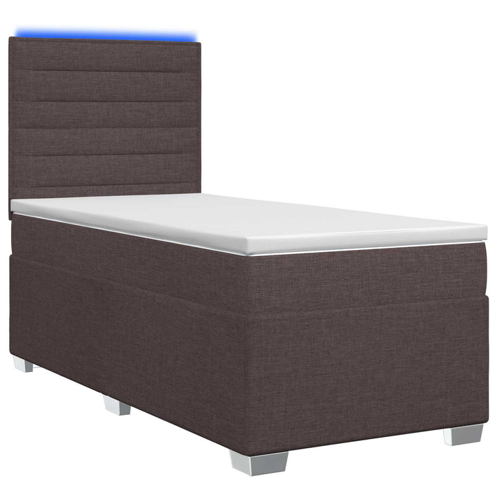 Boxmadras med topmadras Mørk Brun 90 x 200 cm Stof