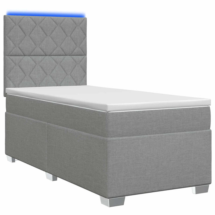Boxmadras med topmadras med hovedgærde Lysegrå 90 x 200 cm Stof