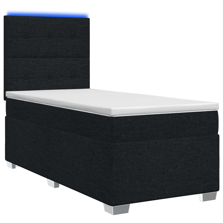 Boxmadras med topmadras med hovedgærde Sort 100 x 200 cm Stof