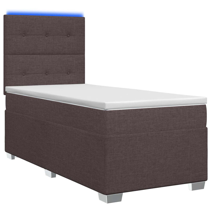 Boxmadras med topmadras Mørk Brun 100 x 200 cm Stof