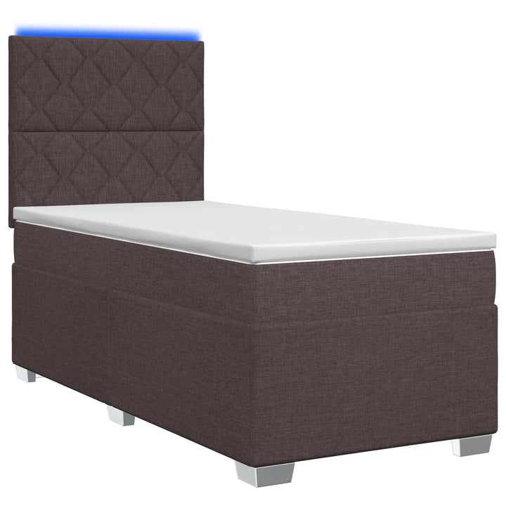 Boxmadras med topmadras Mørk Brun 100 x 200 cm Stof