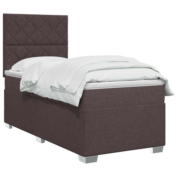 Boxmadras med topmadras Mørk Brun 100 x 200 cm Stof