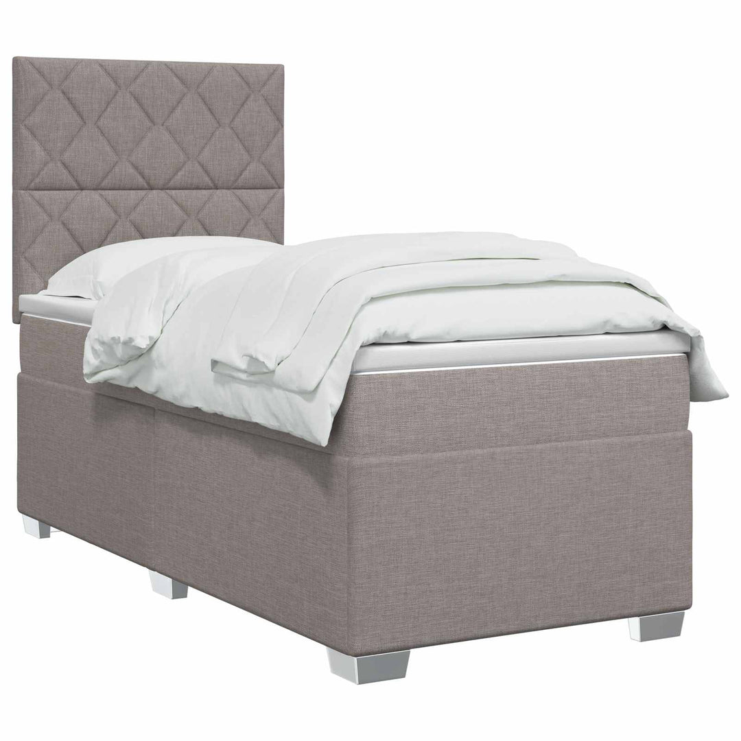Boxmadras med topmadras Gråbrun 100 x 200 cm Stof