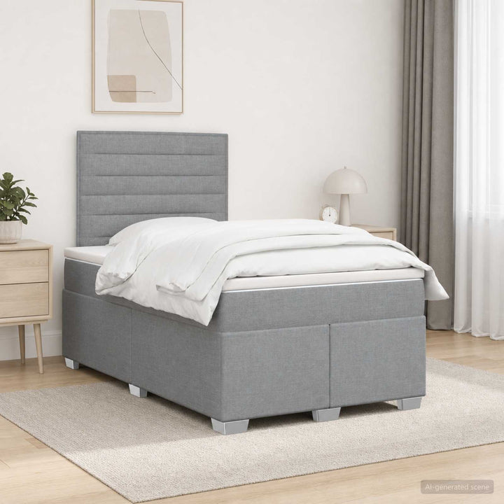 Boxmadras med topmadras Lysegrå 120 x 190 cm Stof