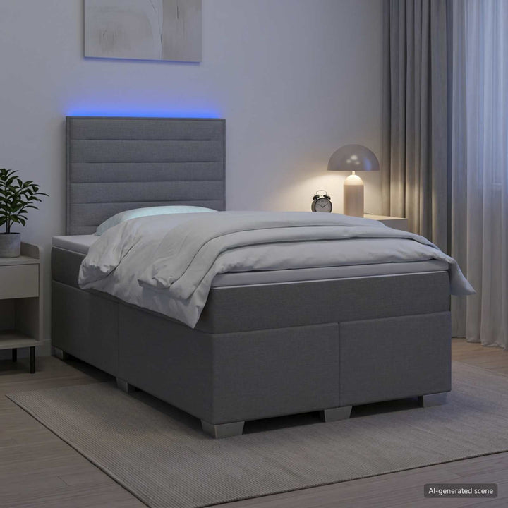 Boxmadras med topmadras Lysegrå 120 x 190 cm Stof