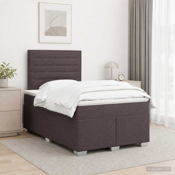 Boxmadras med topmadras Mørk Brun 120 x 200 cm Stof