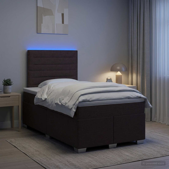 Boxmadras med topmadras Mørk Brun 120 x 190 cm Stof