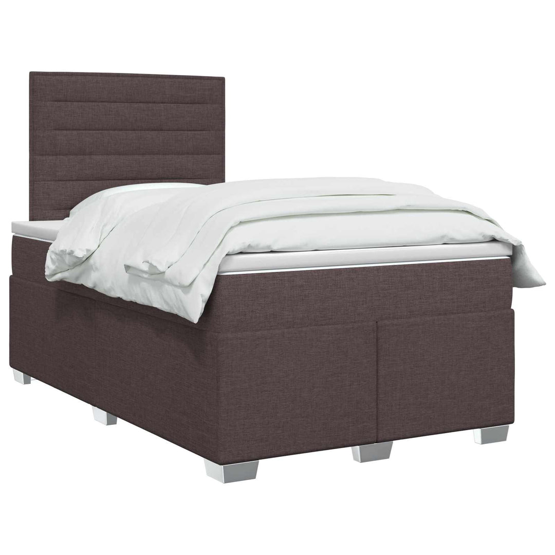 Boxmadras med topmadras Mørk Brun 120 x 190 cm Stof
