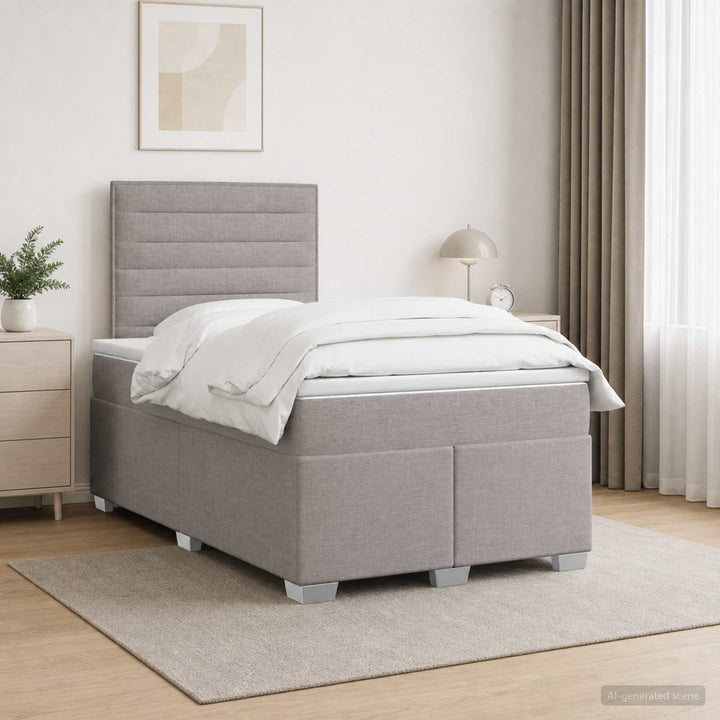 Boxmadras med topmadras Gråbrun 120 x 200 cm Stof
