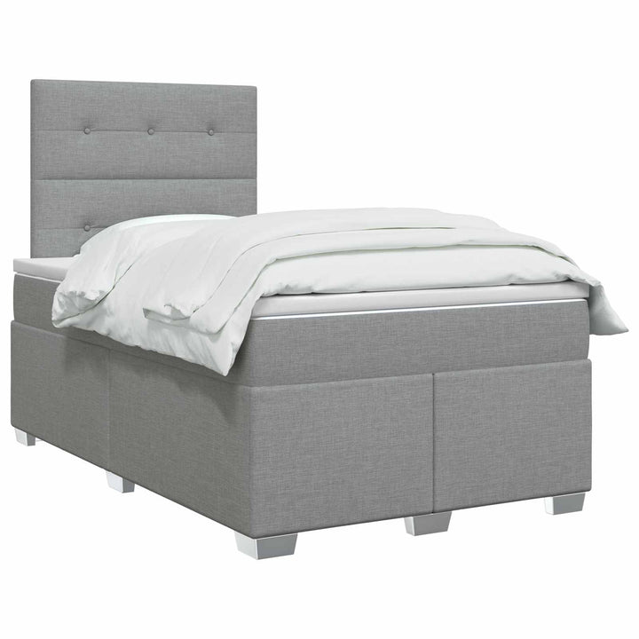 Boxmadras med topmadras Lysegrå 120 x 190 cm Stof