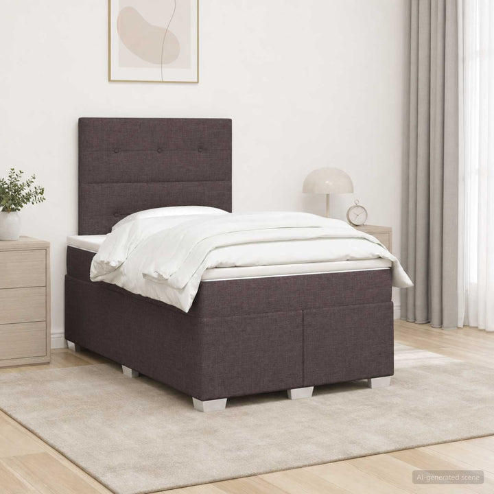 Boxmadras med topmadras Mørk Brun 120 x 200 cm Stof