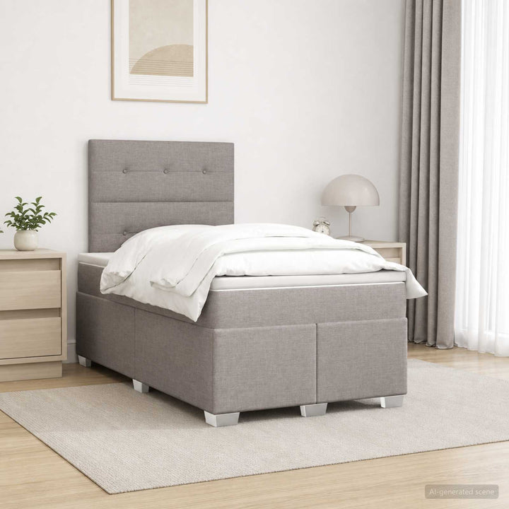 Boxmadras med topmadras Gråbrun 120 x 190 cm Stof