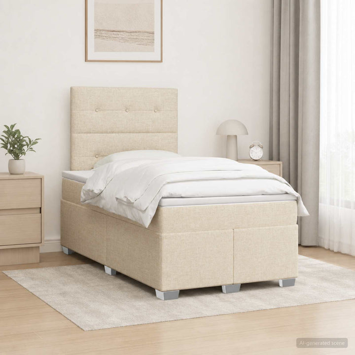 Boxmadras med topmadras Cremefarvet 120 x 190 cm Stof