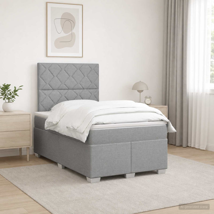 Boxmadras med topmadras Lysegrå 120 x 190 cm Stof