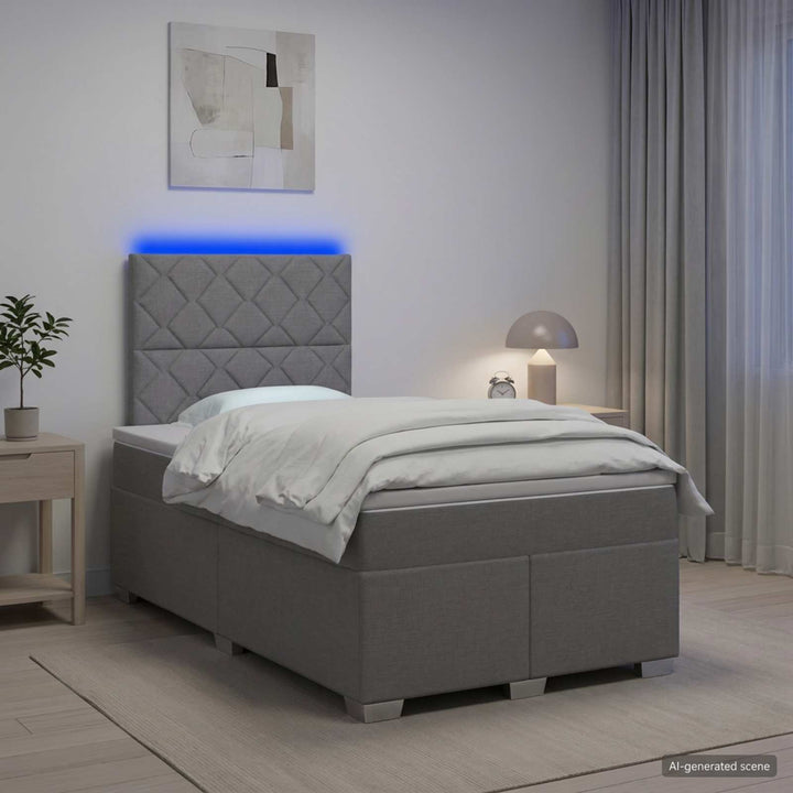 Boxmadras med topmadras Lysegrå 120 x 190 cm Stof