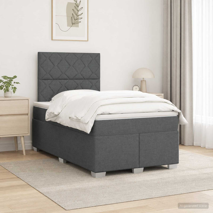 Boxmadras med topmadras Mørkegrå 120 x 190 cm Stof
