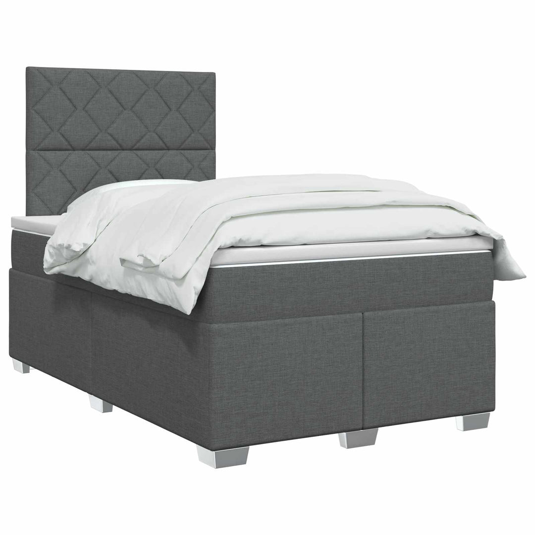 Boxmadras med topmadras Mørkegrå 120 x 190 cm Stof