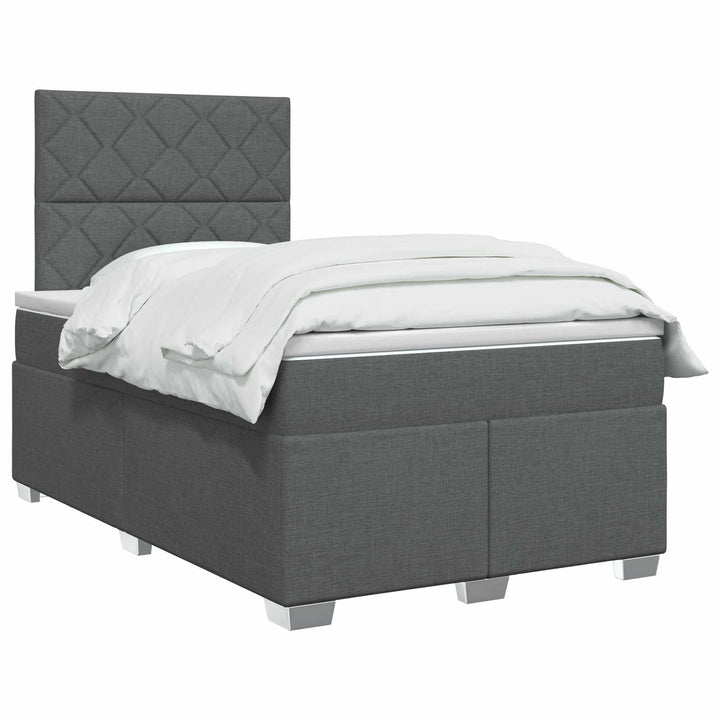 Boxmadras med topmadras Mørkegrå 120 x 190 cm Stof
