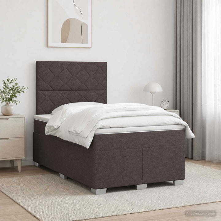 Boxmadras med topmadras Mørk Brun 120 x 190 cm Stof