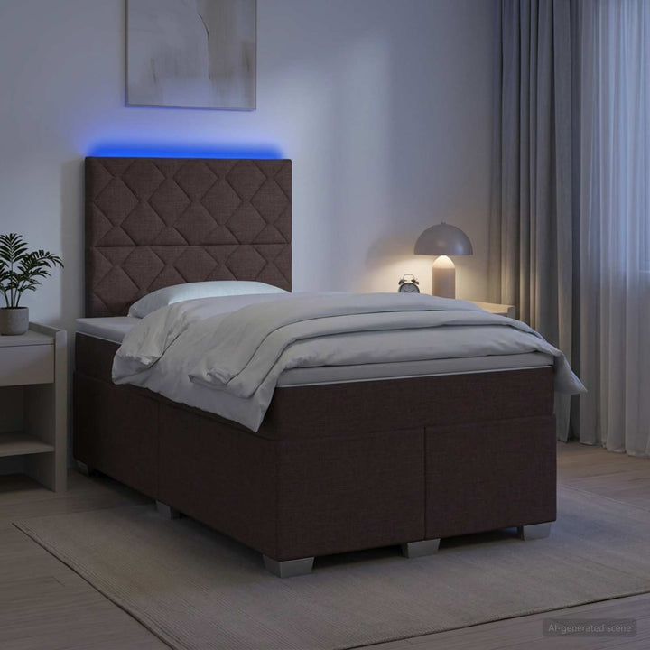 Boxmadras med topmadras Mørk Brun 120 x 190 cm Stof