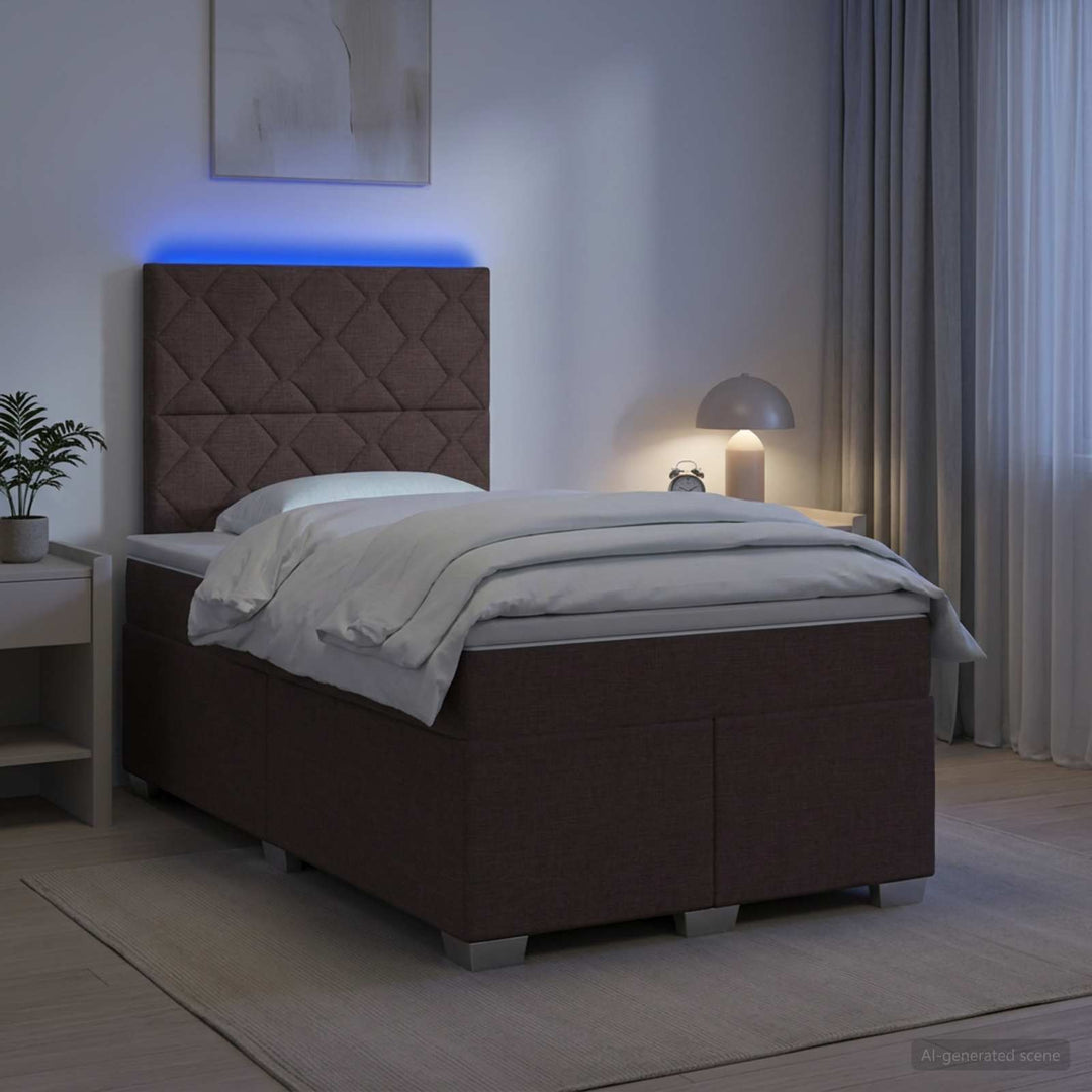 Boxmadras med topmadras Mørk Brun 120 x 200 cm Stof