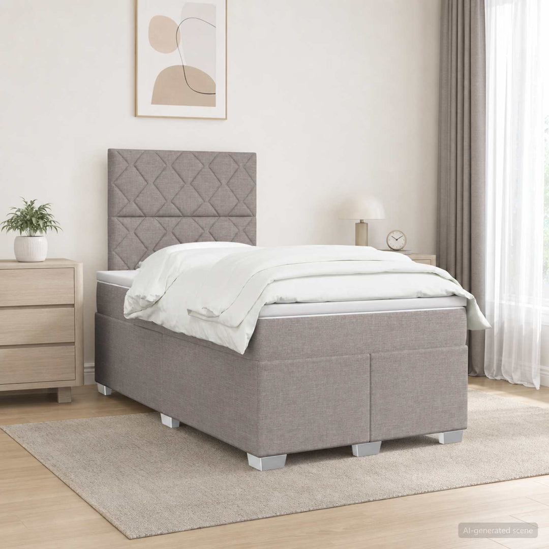 Boxmadras med topmadras Gråbrun 120 x 200 cm Stof