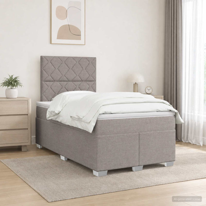 Boxmadras med topmadras Gråbrun 120 x 190 cm Stof